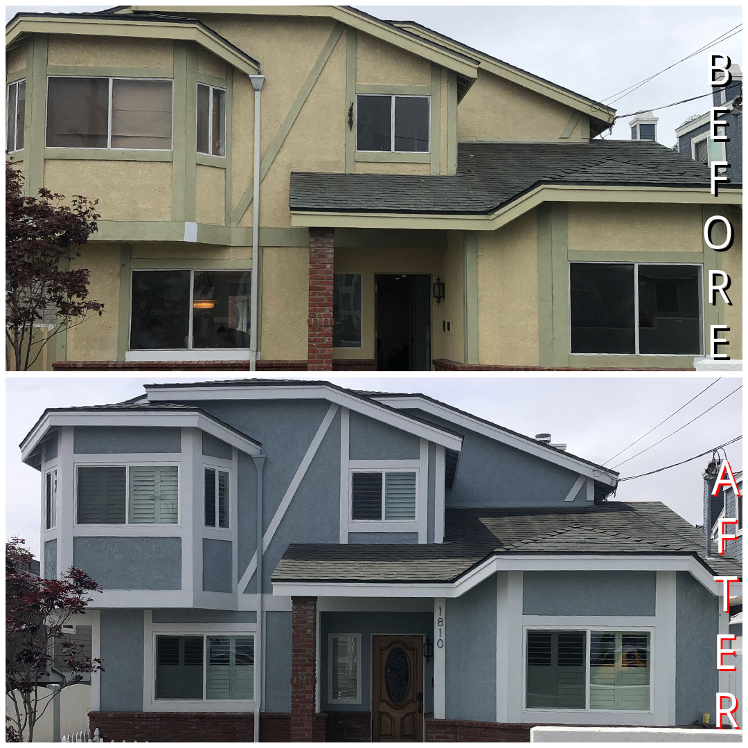 Cornerstone Windows & Patio Doors before after photo - old metal windows replaced with white vinyl windows